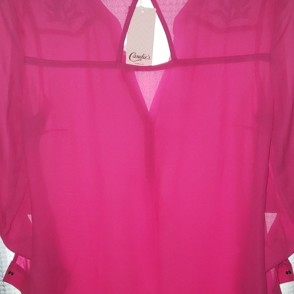 NWT Candies Floral Accent Sheer Top - Picture 4 of 6